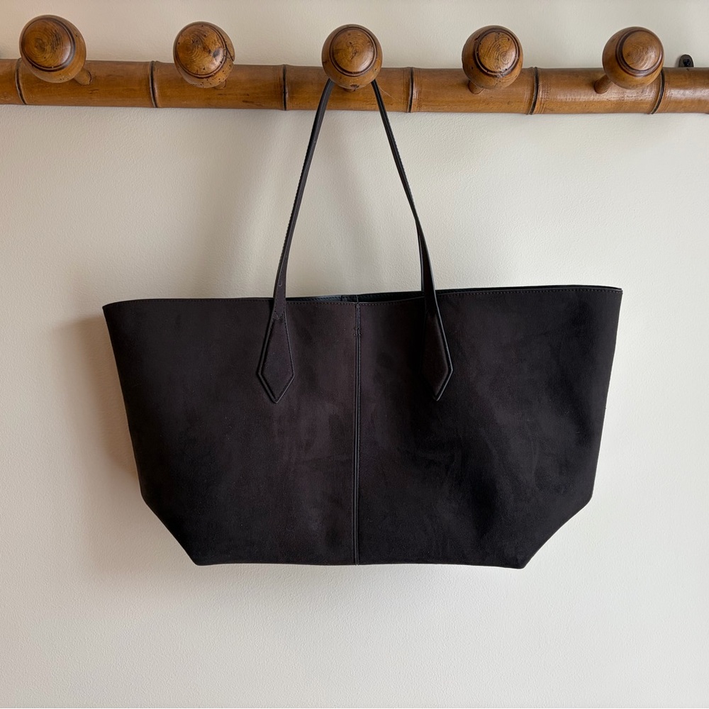 H&M Shopper Tote I Work Bag  Dark Brown Suede like material